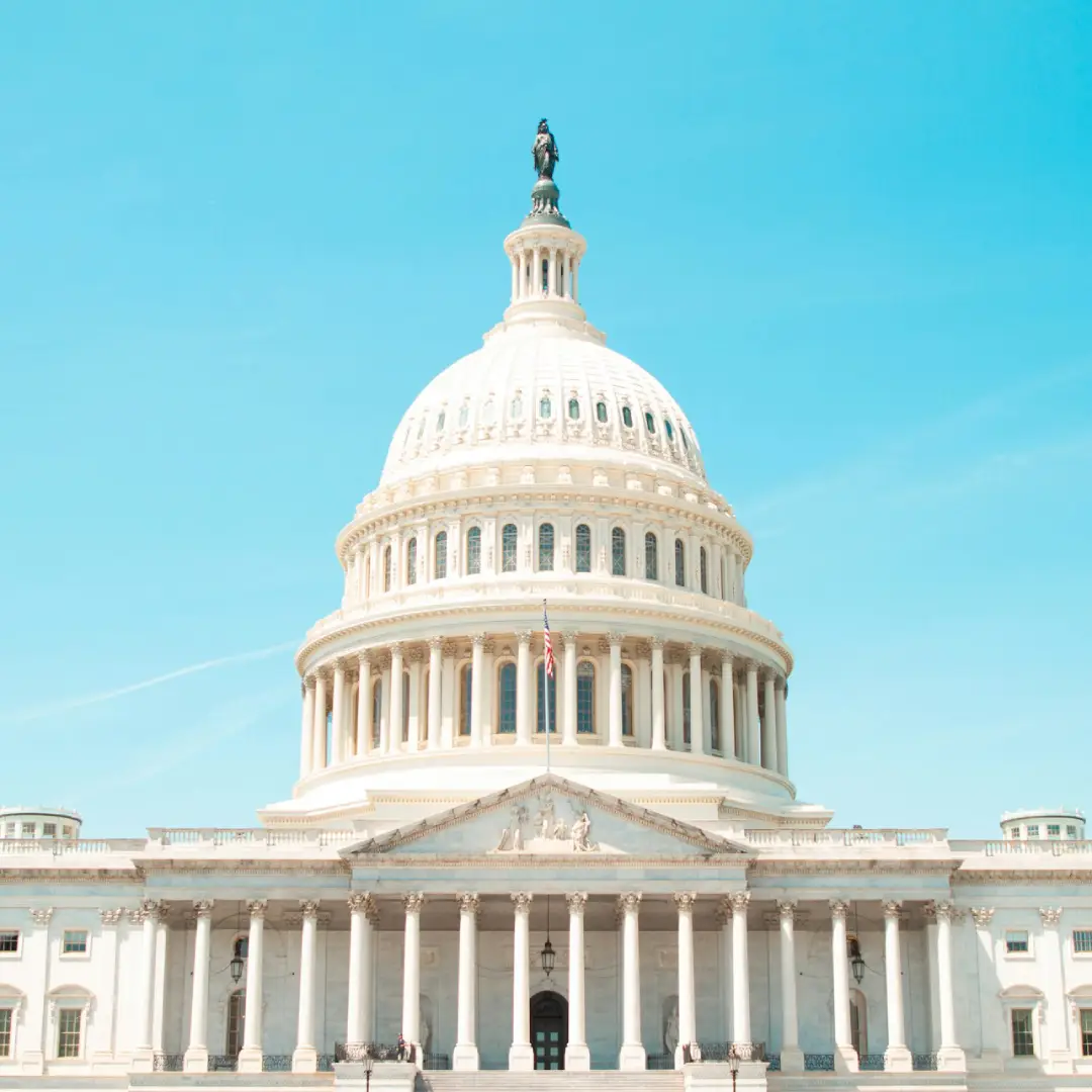 United States Capitol building in Washington DC on a clear day