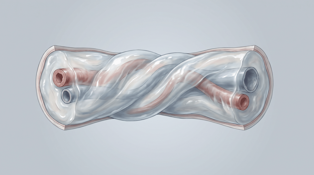 Home 2026 10 Illustrated cutaway of an umbilical cord showing wharton's jelly around the cord vessels