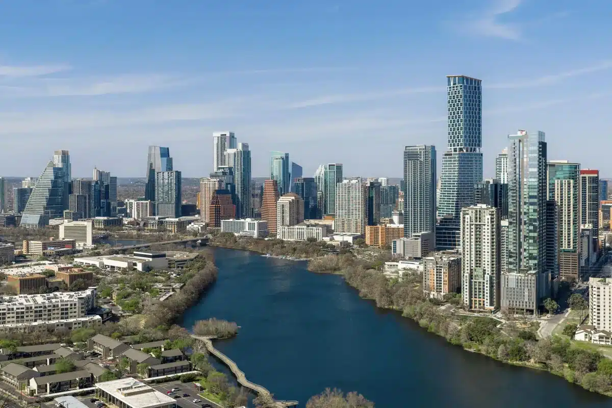 Downtown austin skyline along the river