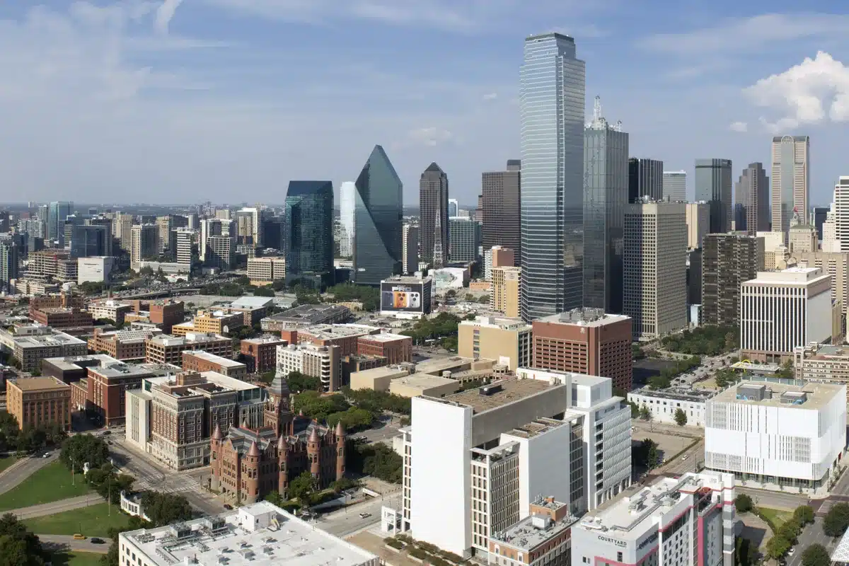 Downtown dallas skyline seen from reunion tower