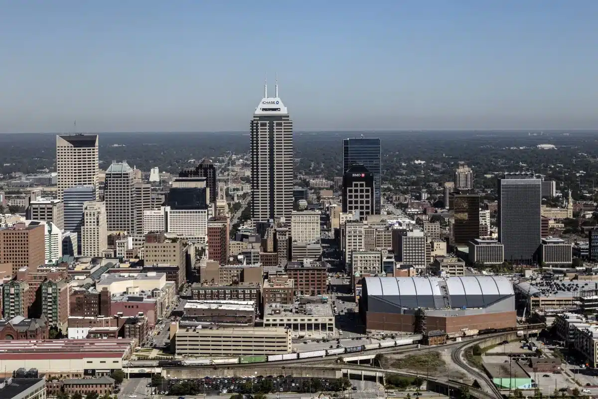 Indianapolis 5 Aerial view of downtown indianapolis