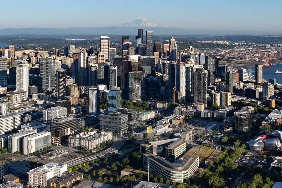 Aerial view of downtown seattle